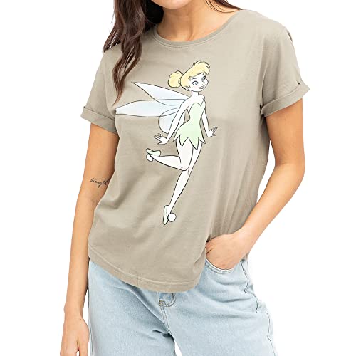 Cotton Soul Disney Tinkerbell Sketch Damen T-Shirt, Hellkhaki, X-Large von Cotton Soul