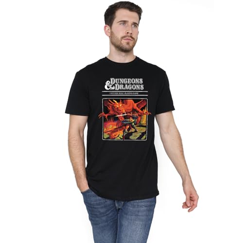 Cotton Soul Dungeons & Dragons Red Dragon Original Herren T-Shirt, Schwarz, Black, XL von Cotton Soul