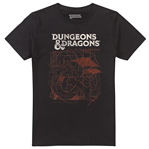 Cotton Soul Dungeons & Dragons Sketch Herren-T-Shirt, Schwarz, Black, XXL von Cotton Soul