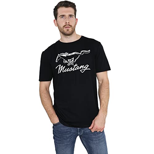 Cotton Soul Ford Mustang Badge Herren T-Shirt, Schwarz, Schwarz , XXL von Cotton Soul