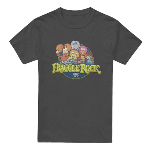 Cotton Soul Fraggle Rock Circle Logo Unisex T-Shirt Charcoal, anthrazit, S von Cotton Soul