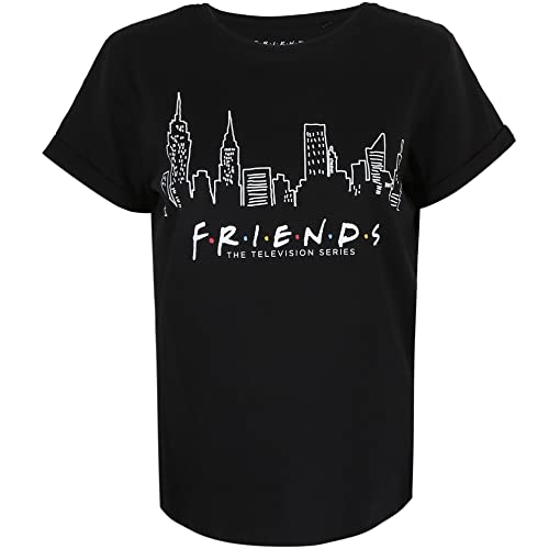 Cotton Soul Friends Friends Skyline Damen-T-Shirt, Schwarz, Black, Large von Cotton Soul