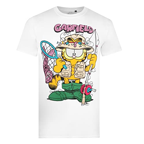 Cotton Soul Garfield Fishing Herren T-Shirt, weiß, M von Cotton Soul