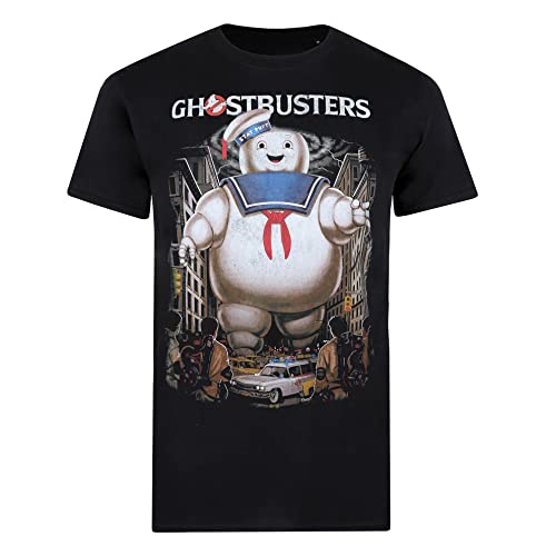 Cotton Soul Retro Films & Cult TV Collection Herren T-Shirt, Schwarz - Ghostbusters Stay Puft, M von Cotton Soul