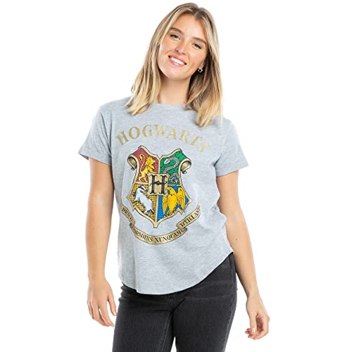 Cotton Soul Harry Potter Hogwarts Damen-T-Shirt, Grau meliert, grey heather, M von Cotton Soul