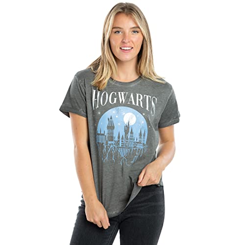 Cotton Soul Harry Potter Hogwarts Damen-T-Shirt, Schwarz, Vintage-Anthrazit, Large von Cotton Soul