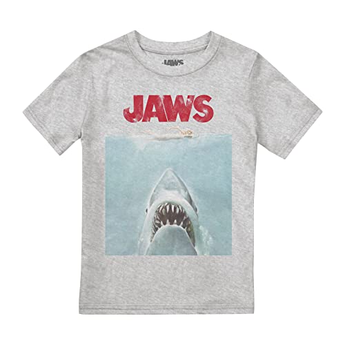 Cotton Soul Jaws Movie Poster Jungen T-Shirt, Grau meliert, Grey Heather, XXL von Cotton Soul