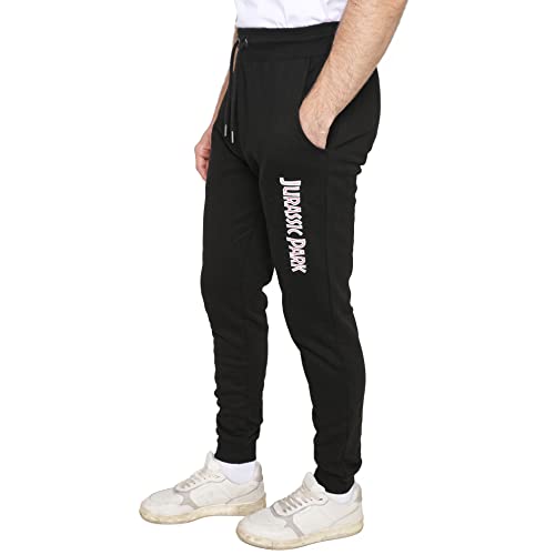 Cotton Soul Jurassic Park Logo Text Mens Slim Fit Jogger Pants, Black, LRG von Cotton Soul