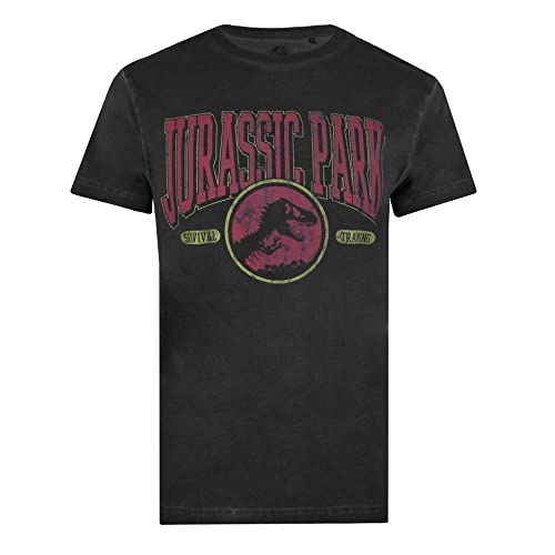 Cotton Soul Jurassic Park Survival Training Unisex Vintage Acid Wash T-Shirt, Vintage Black, vintage black, XL von Cotton Soul