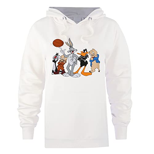 Cotton Soul Looney Tunes Space Jam Damen-Kapuzenpullover, Weiß, White, 36 von Cotton Soul