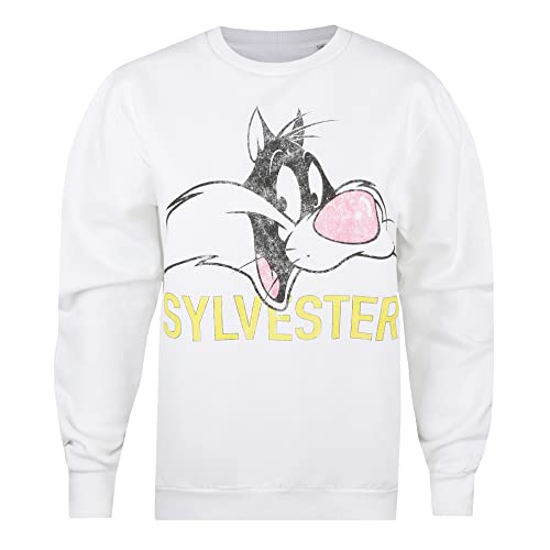 Cotton Soul Looney Tunes Sylvester Damen Crew Sweatshirt, Weiß, White, 36 von Cotton Soul