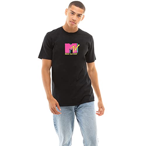 Cotton Soul MTV Herren T-Shirt mit kleinem Logo, Schwarz , L von Cotton Soul