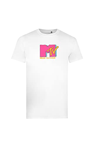 Cotton Soul MTV Pastel Uni T-Shirt Schwarz, Weiß – Mtv kleines Logo, XL von Cotton Soul
