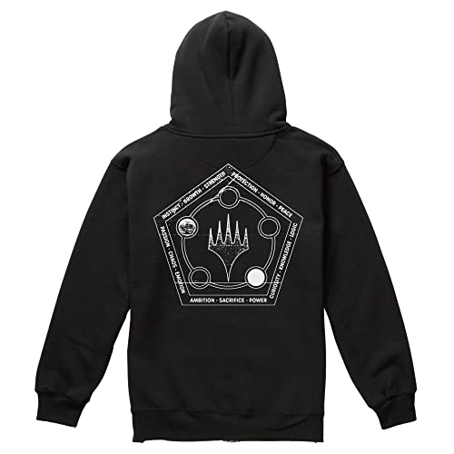 Cotton Soul Magic The Gathering Mana Wheel Retro Herren Kapuzenpullover mit Reißverschluss, Schwarz, Schwarz , S von Cotton Soul