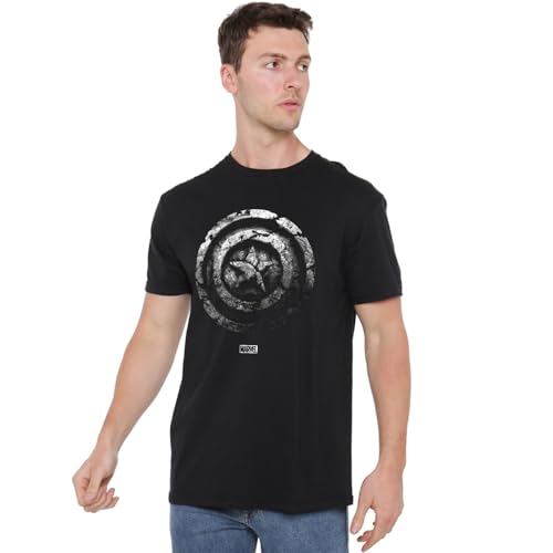 Cotton Soul Marvel Captain America Ziegelschild Herren T-Shirt, Schwarz, XXL von Cotton Soul