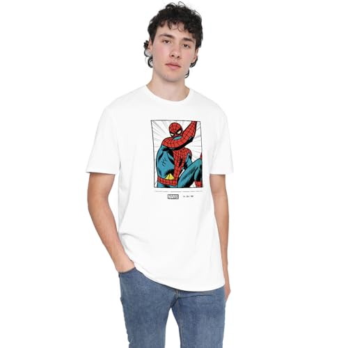 Cotton Soul Marvel Disney 100 Spiderman Herren-T-Shirt, Weiß, weiß, L von Cotton Soul