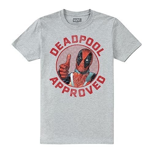 Cotton Soul Marvel Deadpool Approved Herren T-Shirt, Grau Heather, XXL von Cotton Soul