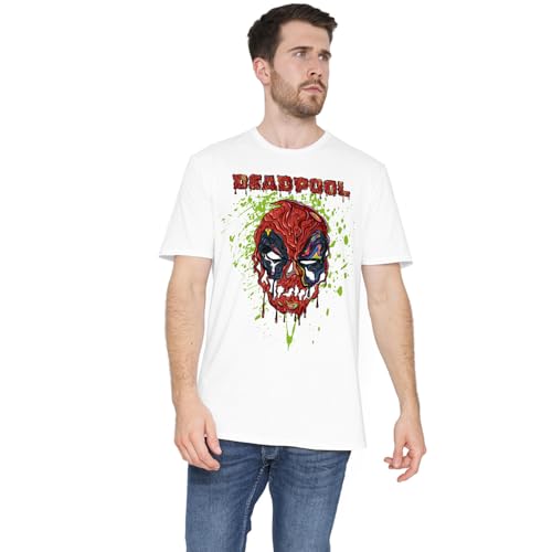 Cotton Soul Marvel Deadpool Toxic Melt Herren-T-Shirt, Weiß, weiß, L von Cotton Soul