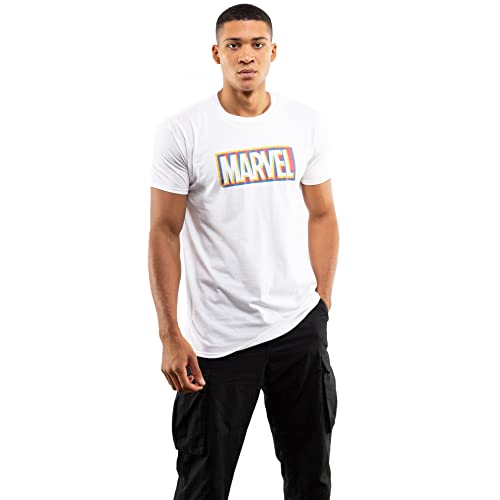 Cotton Soul Marvel Glitch Logo Herren T-Shirt, weiß, M von Cotton Soul