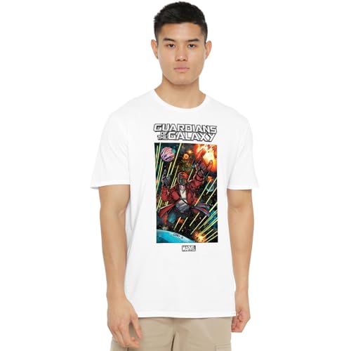 Cotton Soul Marvel Guardians of The Galaxy Poster Herren T-Shirt, Weiß, MED von Cotton Soul