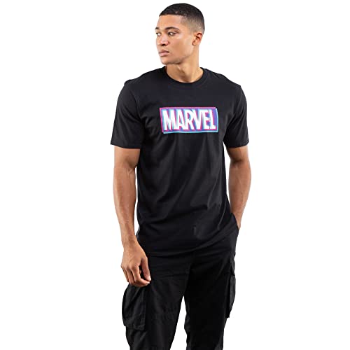 Cotton Soul Marvel Logo Glitch Logo Uni T-Shirt Schwarz, Schwarz , XXL von Cotton Soul