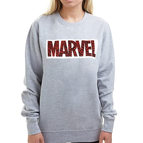 Cotton Soul Marvel Logo – Zebra Logo – Damen Crew Sweatshirt, grau, 38 von Cotton Soul