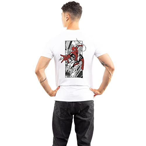 Cotton Soul Marvel Spiderman City Web Unisex T-Shirt, Schwarz, weiß, XL von Cotton Soul