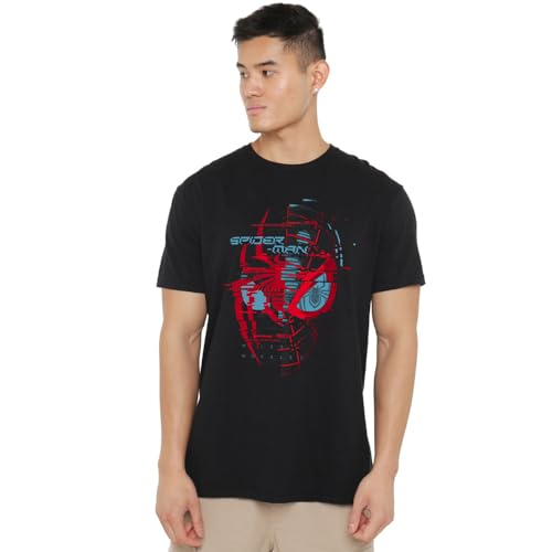 Cotton Soul Marvel Spiderman Glitch Herren T-Shirt, Schwarz, Schwarz , XL von Cotton Soul