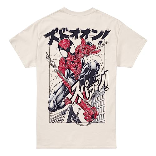 Cotton Soul Marvel Spiderman Spidey Manga Herren T-Shirt, Natur, XXL von Cotton Soul