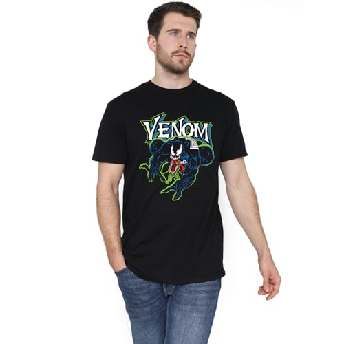Cotton Soul Marvel Venom Strike Herren T-Shirt, Schwarz, LRG von Cotton Soul