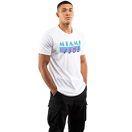 Cotton Soul Miami Vice Og Logo Uni T-Shirt, Marineblau, weiß, XL von Cotton Soul