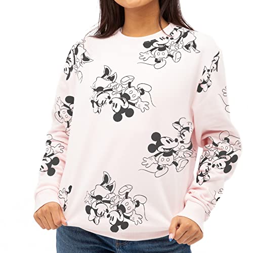 Cotton Soul Mickey And Minnie Disney – Minnie & Mickey Aop – Damen Crew, blassrosa, 42 von Cotton Soul