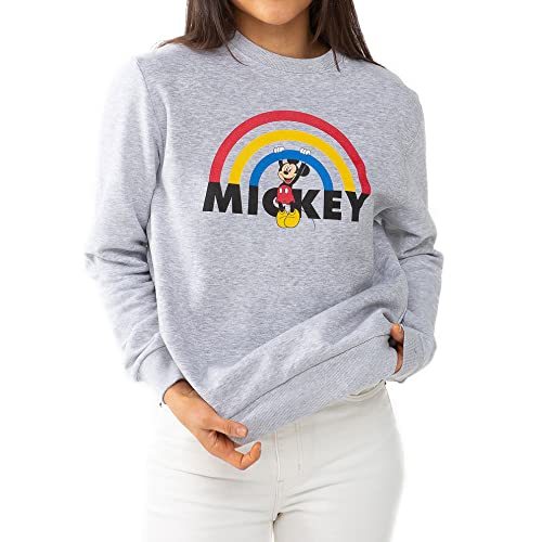 Cotton Soul Mickey Disney Damen Sweatshirt Mickey Rainbow, Grey Heather, 42 von Cotton Soul