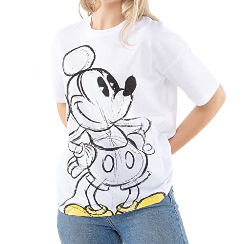 Cotton Soul Mickey Disney - Mickey Shoes - Damen Slouch T-Shirt, weiß, Large von Cotton Soul