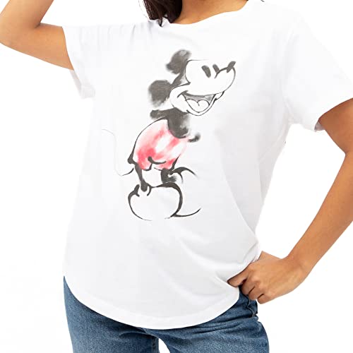 Cotton Soul Mickey Disney - Mickey Watercolour - Damen Fashion T-Shirt, weiß, M von Cotton Soul