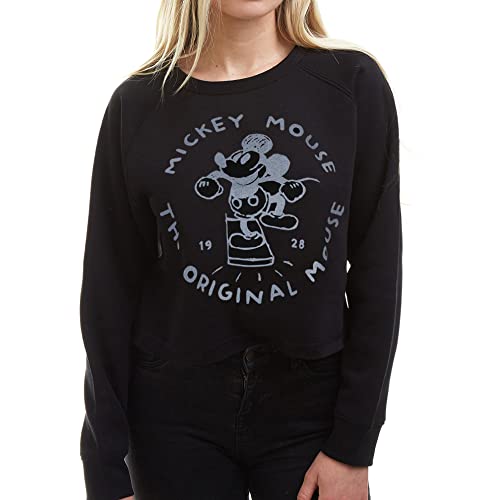 Cotton Soul Mickey Disney - The Original Mouse - Damen Cropped Crew, Schwarz, 42 von Cotton Soul