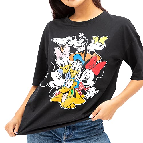 Cotton Soul Mickey and Friends Disney Group Hug Damen T-Shirt, Schwarz , Small von Cotton Soul