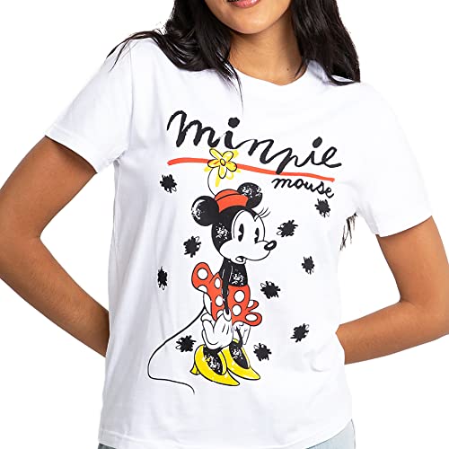 Cotton Soul Minnie Disney - Minnie Scribble - Damen Klassisches T-Shirt, weiß, Small von Cotton Soul