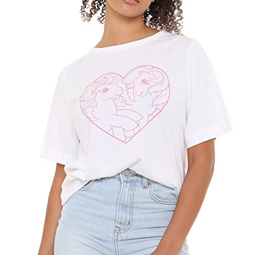 Cotton Soul My Little Heart Line Art Heart Damen Boxy-Top, bauchfreies Top, Weiß, weiß, M von Cotton Soul