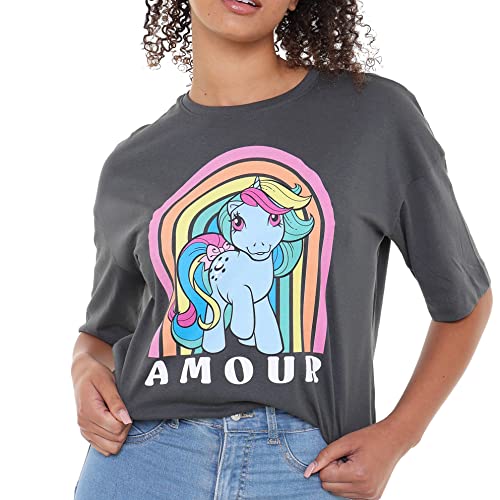 Cotton Soul My Little Pony Amour Damen Oversize-T-Shirt, Dunkelanthrazit, Dunkles Charcoal, Large von Cotton Soul