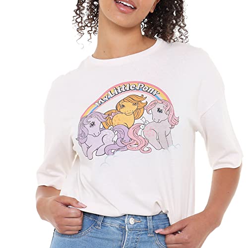 Cotton Soul My Little Pony Rainbow Arch Damen Oversize T-Shirt Vintage Weiß, vintage white, Small von Cotton Soul