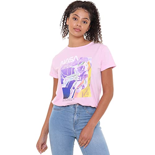 Cotton Soul NASA Astronaut Damen-T-Shirt, Hellrosa, Light Pink, X-Large von Cotton Soul