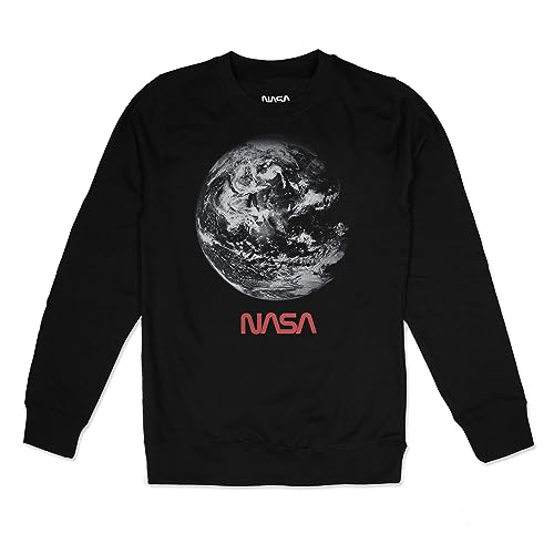 Cotton Soul Pop Culture Herren Crew Sweatshirts, Schwarz - Nasa Earth, M von Cotton Soul