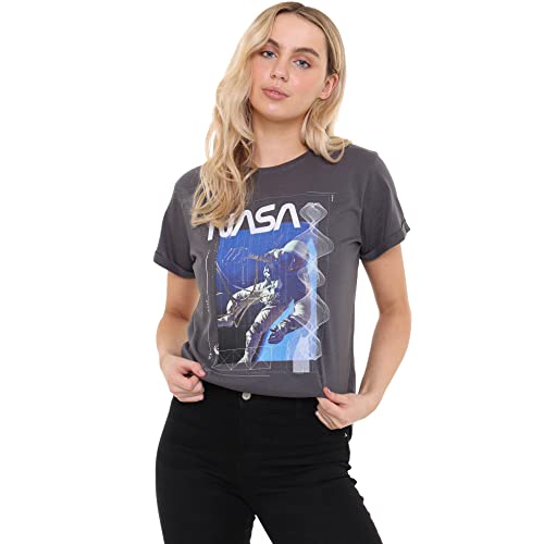 Cotton Soul NASA Grid Wave Damen-T-Shirt, Dunkelanthrazit, Dark Charcoal, Small von Cotton Soul