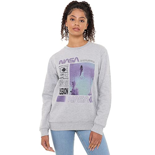 Cotton Soul - NASA - Mission - Damen Crew Sweatshirt - Grey Heather, Grey Heather, 46 von Cotton Soul