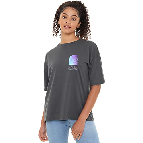 Cotton Soul - NASA - Moon Trip - Damen Oversize T-Shirt - Dark Charcoal, Dunkles Charcoal, M von Cotton Soul