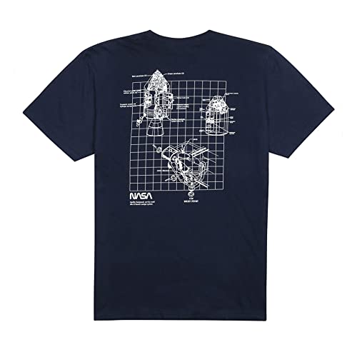 Cotton Soul NASA Shuttle Schematic Unisex T-Shirt, Schwarz, navy, XXL von Cotton Soul