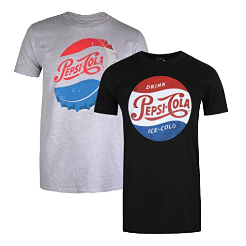 Cotton Soul Pepsi Drink Pepsi Cola Herren-T-Shirt, 2er-Pack, mehrfarbig, Multicolor, XL von Cotton Soul