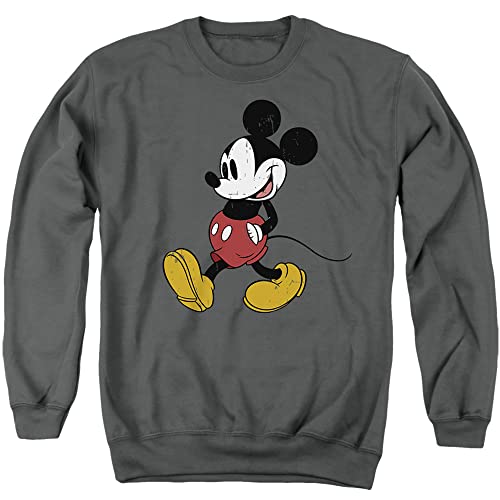 Cotton Soul Pop Culture Herren Crew Sweatshirts, Disney Mickey Mouse Classic Walk Holzkohle, S von Cotton Soul