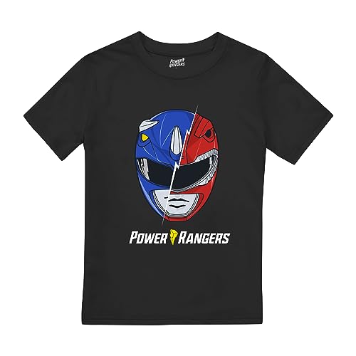 Cotton Soul Power Rangers Spliced Head Boys T Shirt, Black, 5-6 Years von Cotton Soul